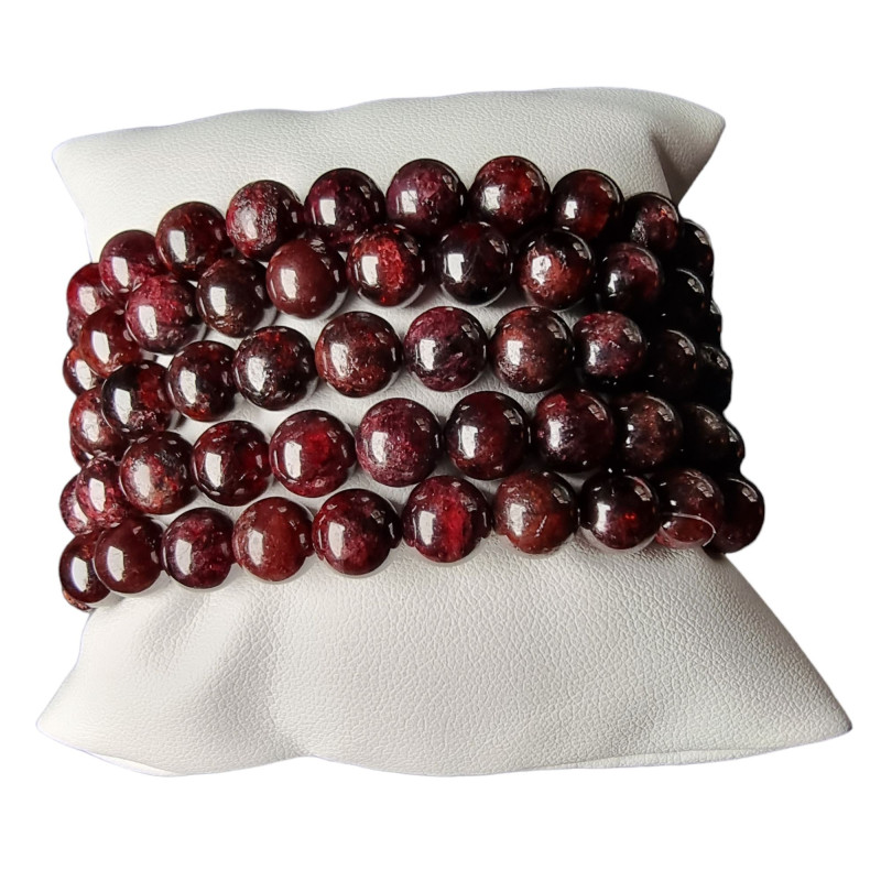 Bracelet Grenat Rouge Pierres Rondes