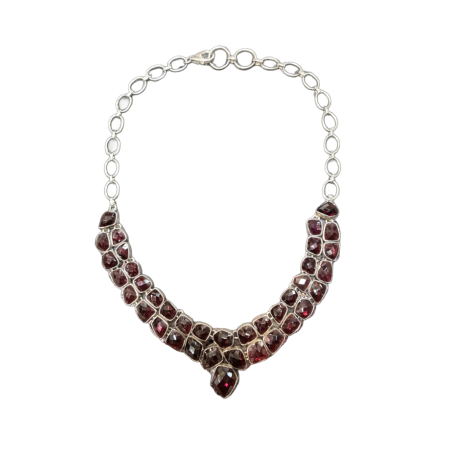 Collier Grenat facetté et serti Argent 925