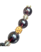 Collier Grenat & Cristal de roche Perles rondes 10mm