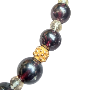 Collier Grenat & Cristal de roche Perles rondes 10mm