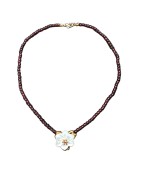 Collier Grenat & Nacre Perles rondes 4mm
