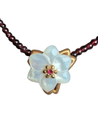 Collier Grenat & Nacre Perles rondes 4mm