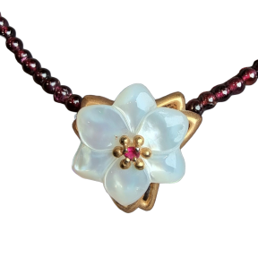 Collier Grenat & Nacre Perles rondes 4mm