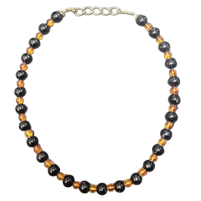 Collier Grenat et Ambre Pierres Rondes 10mm