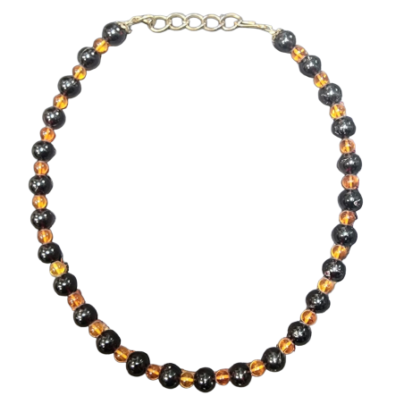 Collier Grenat et Ambre Pierres Rondes 10mm
