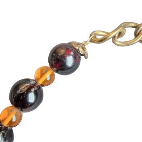Collier Grenat & Ambre Perles rondes 10mm