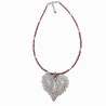 Pendentif Feuille sur collier Grenat Argent 925