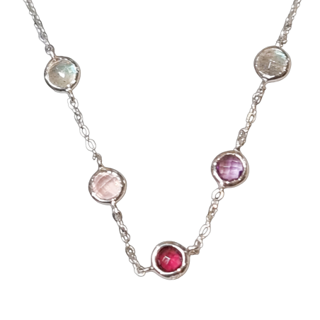 Collier Grenat Améthyste Quartz rose & Labradorite
