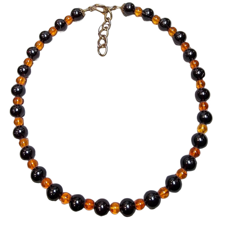 Collier Grenat et Ambre Pierres Rondes