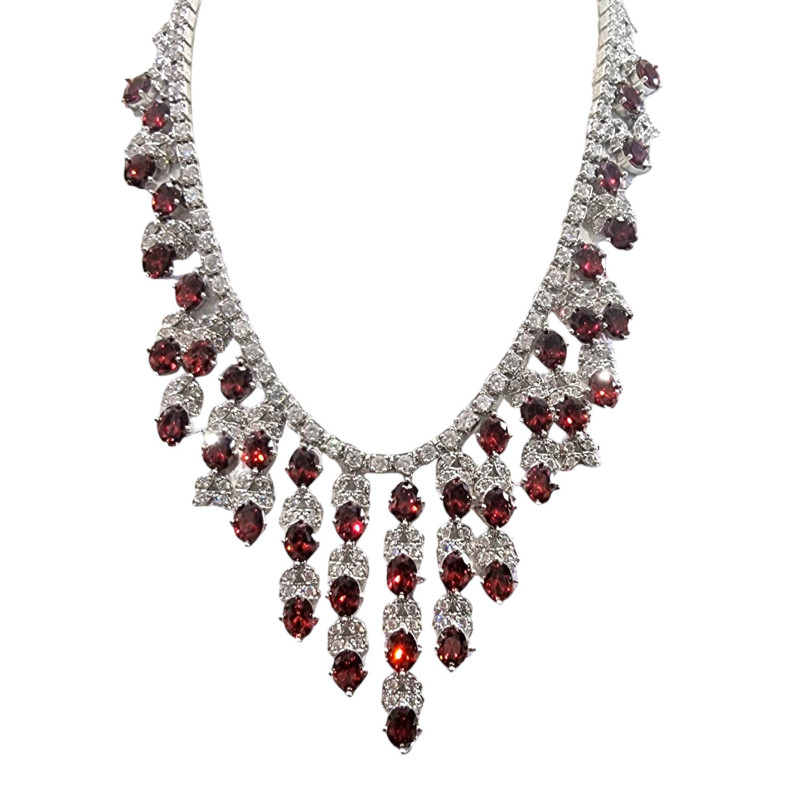 Collier Grenat serti & Zirconium