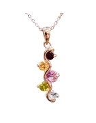 Pendentif Améthyste Citrine Topaze bleue et Grenat Argent 925 avec chaîne