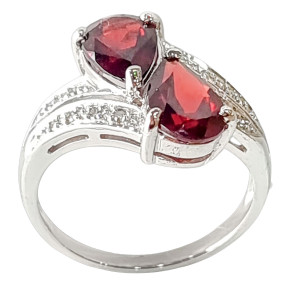 Bague Grenat Or gris et Diamants Taille 54 et sur mesure (s)