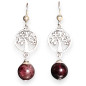Boucles Grenat Boules Arbre de vie Argent 925 (s)