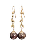 Boucles Grenat Boules Argent 925 (s)