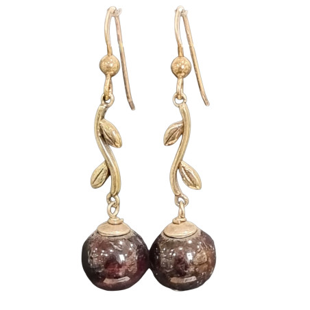 Boucles Grenat Boules Argent 925 (s)