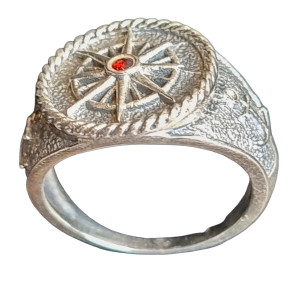 Bague Grenat Style chevalière Argent 925 Taille 55