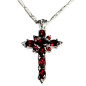 Pendentif Grenat Croix sur chaîne Argent 925