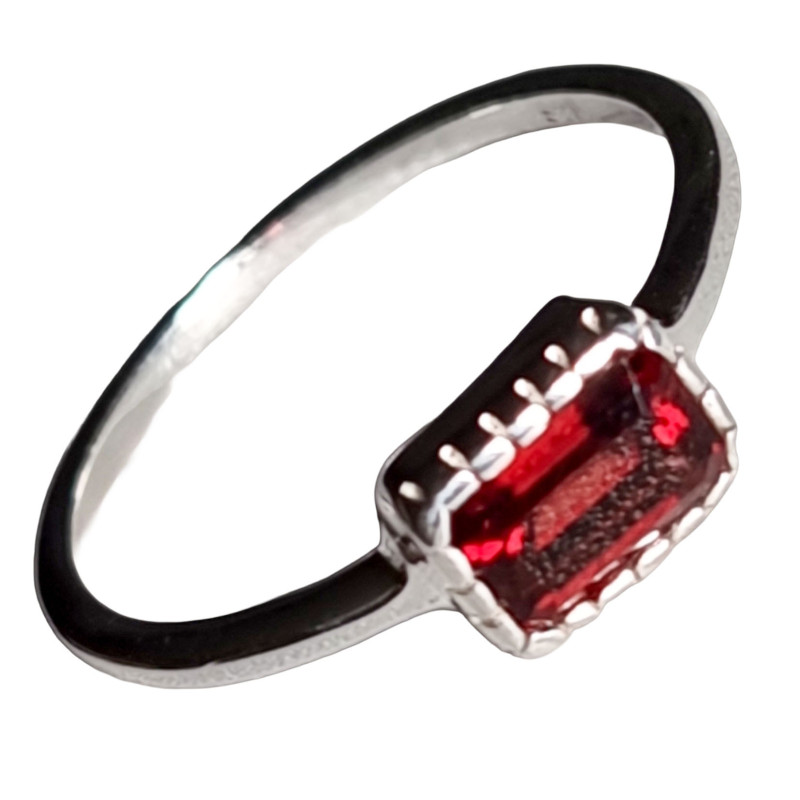 Bague Grenat Argent 925 Taille 52