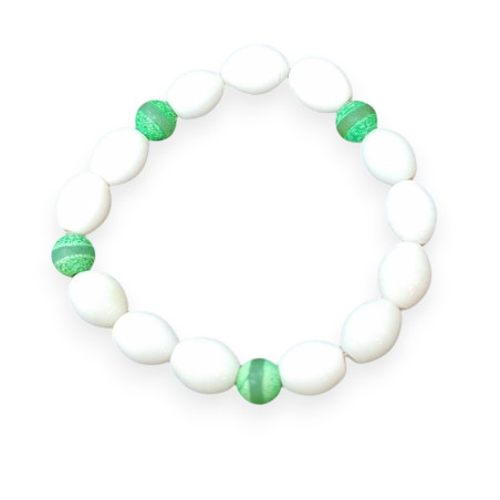 Bracelet Agate du Tibet et Perles de Verre de Murano