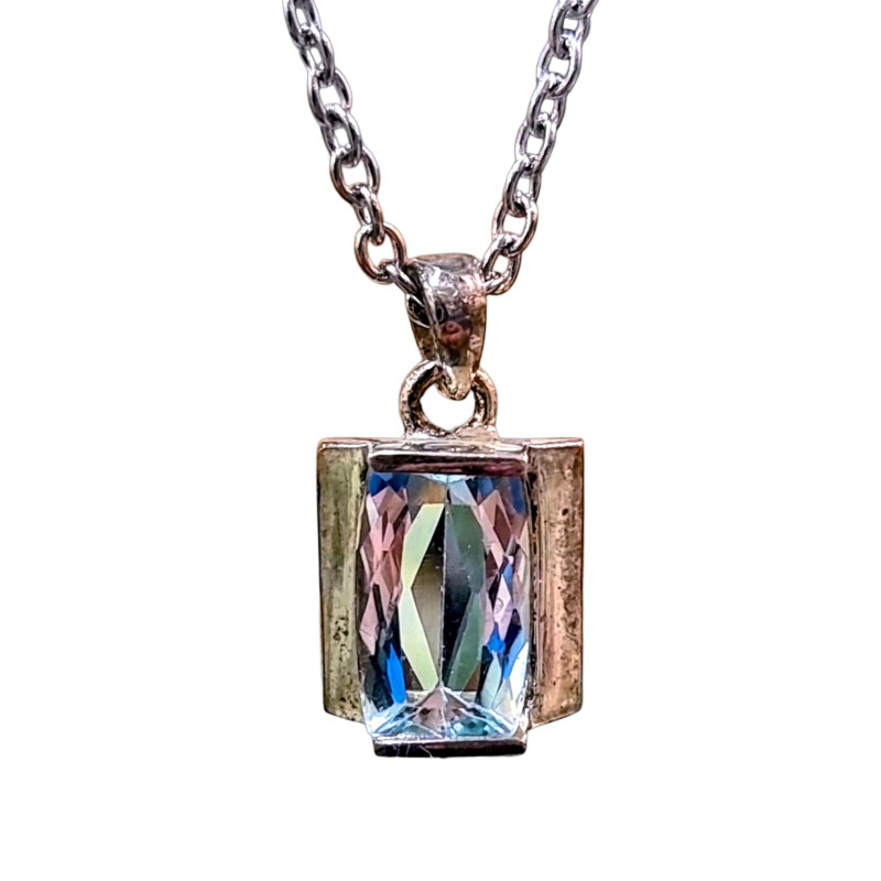 Pendentif Aigue marine Argent 925 avec Chaîne (s)
