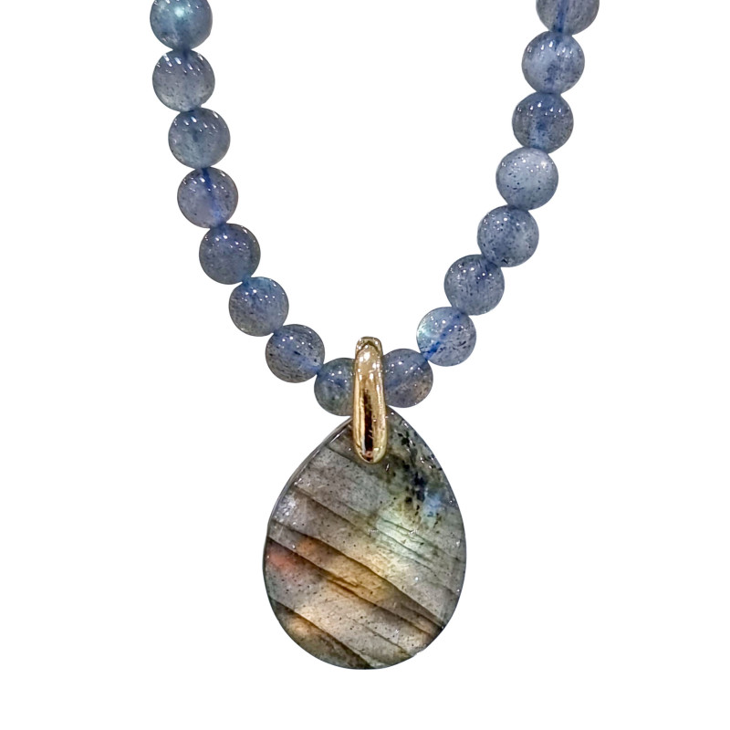 Pendentif Labradorite et Collier fermoir Doré (s)