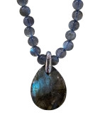 Pendentif Labradorite et Collier fermoir Argenté (s)