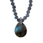 Pendentif Labradorite et Collier fermoir Argenté (s)