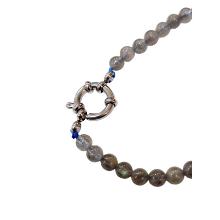 Pendentif Labradorite et Collier fermoir Argenté (s)