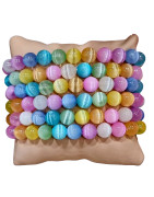 Bracelet Sélénite multicolore Pierres rondes 8mm