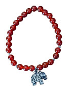 Bracelet Cornaline avec Insert Éléphant Pierres Rondes 6mm (s)