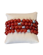 Bracelet Cornaline avec Insert Pierres rondes 8mm