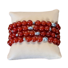 Bracelet Cornaline avec Insert Pierres rondes 8mm