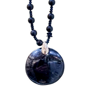 Pendentif Tourmaline noire sur Collier Obsidienne Œil céleste