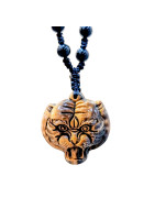 Pendentif Œil de Tigre Tête de Tigre sur collier Obsidienne Œil céleste (s)