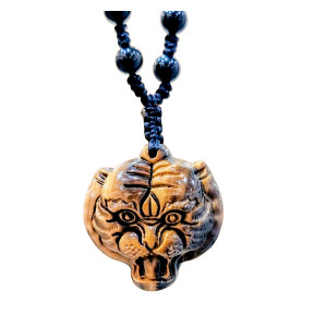 Pendentif Œil de Tigre Tête de Tigre sur collier Obsidienne Œil céleste (s)