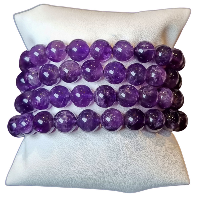 Bracelet Améthyste A+ Pierres Rondes