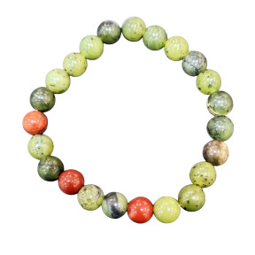Bracelet Jade et Jaspe rouge Pierres rondes 8mm (s)