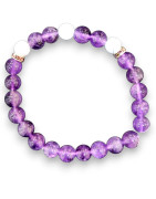 Bracelet Améthyste et Calcédoine Pierres rondes 8mm (s)