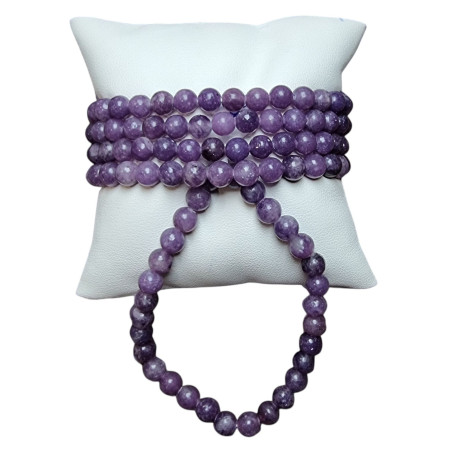 Bracelet Lépidolite Parme Pierres Rondes