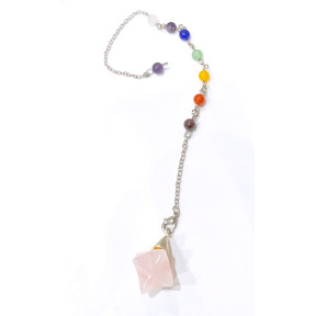 Pendule Quartz Rose Etoile Merkaba 7 Chakras