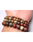 Bracelet Jaspe Picasso / Polychrome pierres rondes