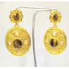 Boucles Œil de Tigre et Perles Laiton Plaqué Or