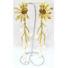 Boucles Œil de Tigre Facetté et Perles Soleil Laiton Plaqué Or