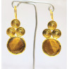 Boucles Œil de Tigre Facetté Rond Laiton Plaqué Or