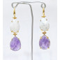 Boucles Améthyste et Pierre de Lune Facettées Laiton Plaqué Or