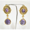 Boucles Améthyste Facettée Laiton Plaqué Or