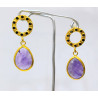 Boucles Améthyste Facettée et Marcassite Laiton Plaqué Or