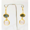 Boucles Labradorite Facettée et Quartz Rose Laiton Plaqué Or