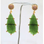 Boucles Sélénite Verte et Rubis de Synthèse Laiton Plaqué Or