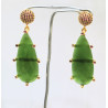 Boucles Sélénite Verte et Rubis de Synthèse Laiton Plaqué Or
